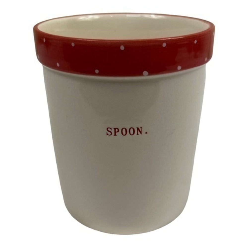 Rae Dunn Red Polka dot Spoon cup
